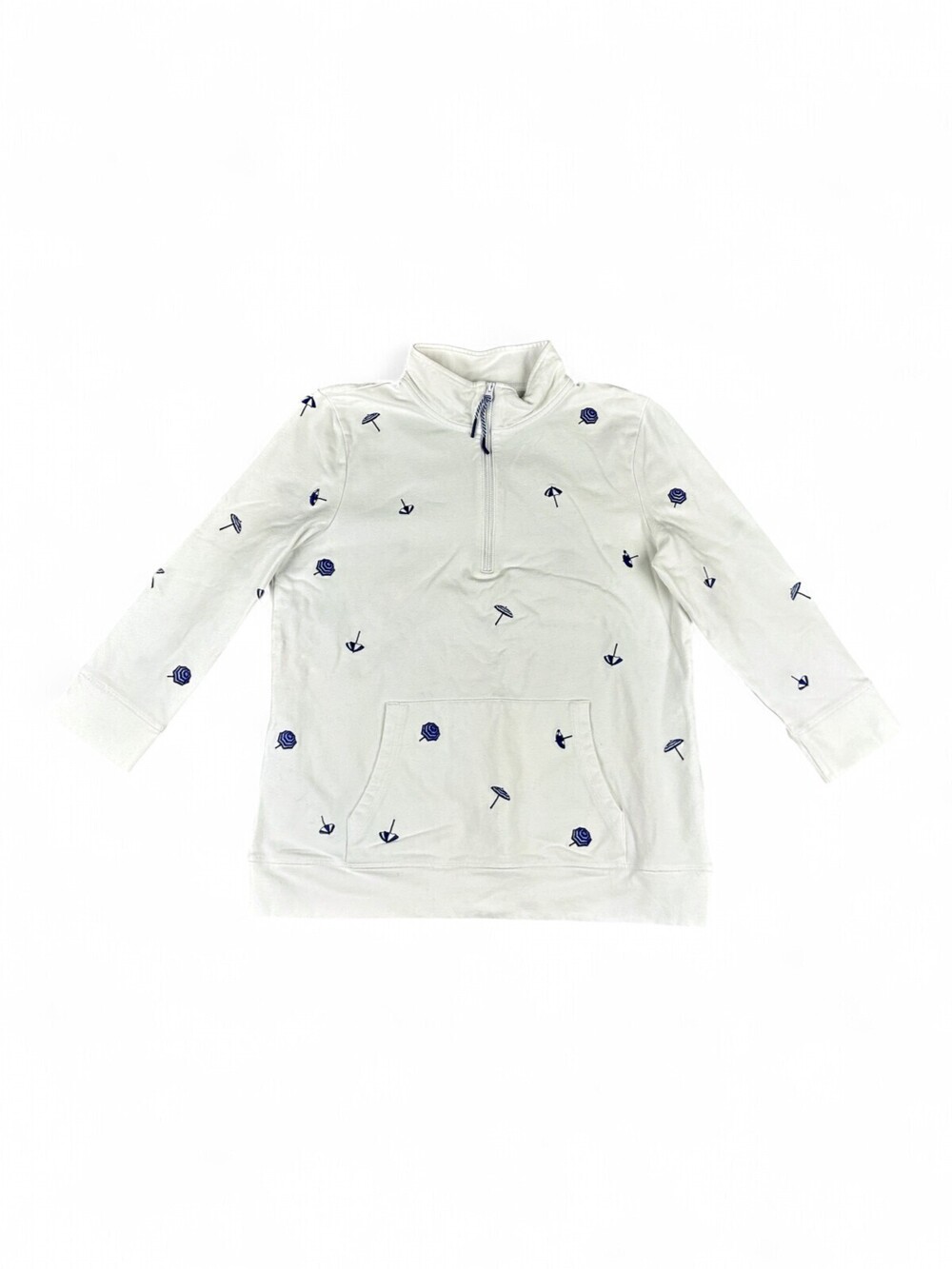 Talbots Petite Quarter-Zip Mock Neck Embroidered Pullover MP